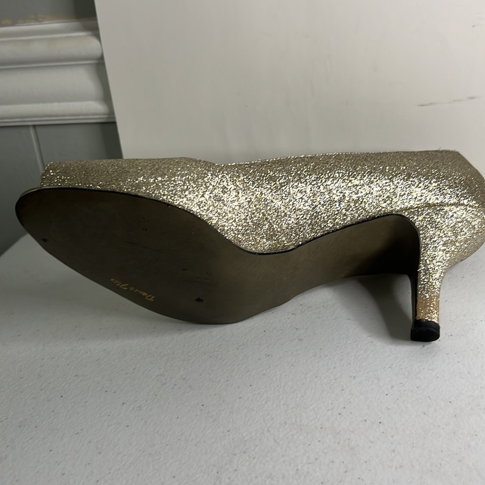 Gold Sparkle Peep Toe heels pumps for women Easy Street 12M - Picture 4 of 11